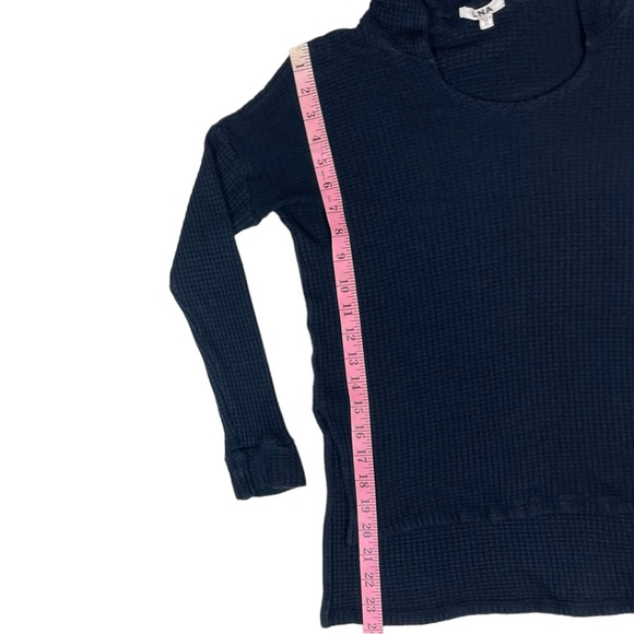 LNA ‘Eva’ High-Low Waffle Knit Hooded Sweater in ‘Midnight’ Blue Size XS - Picture 10 of 13